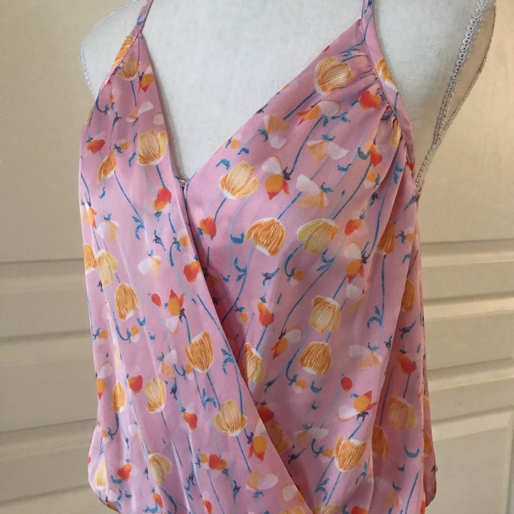 Ro & De NWOT Pink Floral Bodysuit XS